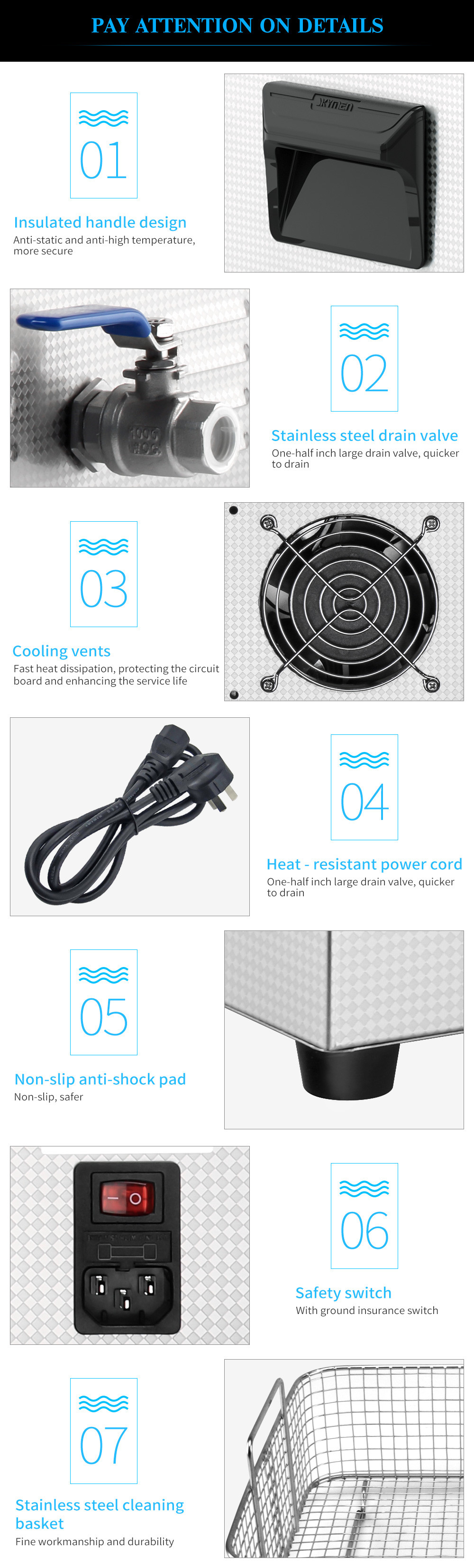 30min Time 4.5L Ultrasonic Parts Cleaner 200W Heater