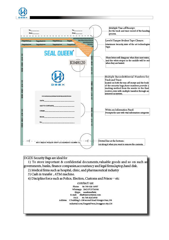 Plastic Tamper Evident Security Bags /Medical Biohazard Specimen Bag
