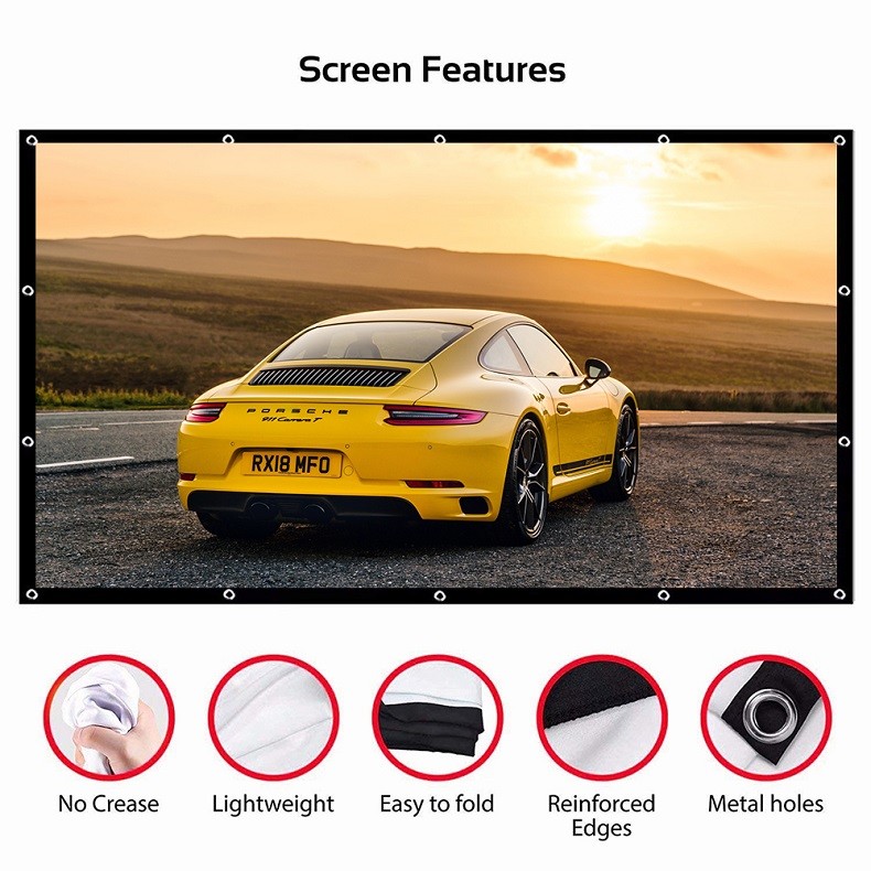 74 Inch Portable Foldable Soft Screen Spandex Customizable Projector Screen For Educational Business Anti-Wrinkle