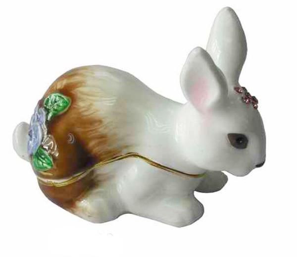 Crystals Easter Bunny Trinket Box Easter Rabbit Trinket Box Bejeweled Rabbit