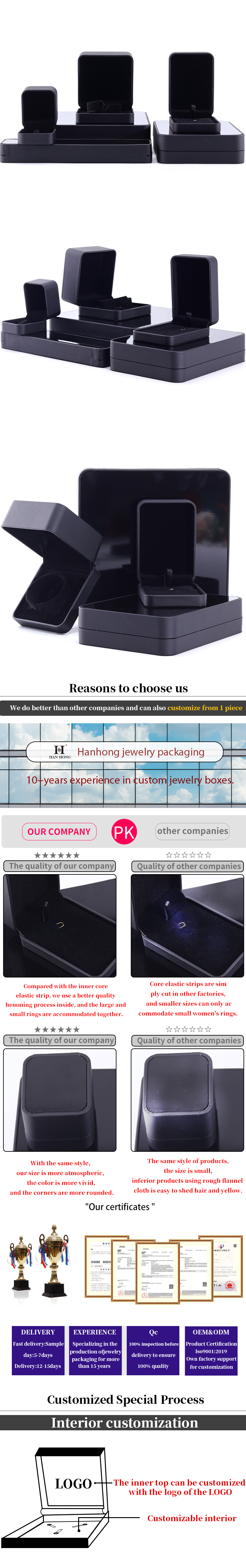 Hanhong Custom Luxury Mirror Jewelry Packaging Box for Bracelet Necklace and Ring