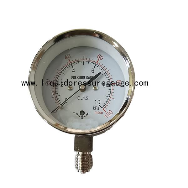 Low Capsule Pressure Vacuum Gauge 600mbar Steel Case Chromed Connection 1/4''