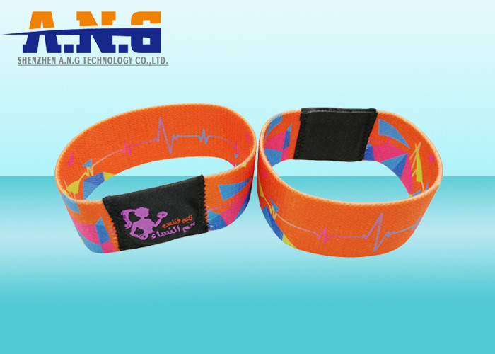 1k Printing elastic fabric rfid wristband bracelet for waterpark