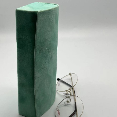 Magnet Buttom Flap Metal Eyeglass Case 17CM Lightweight Multicolor Green Cuboid