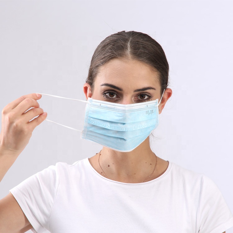 Disposable 3 Ply Non Woven Face Mask Outdoor Hospital Use Blocking Virus