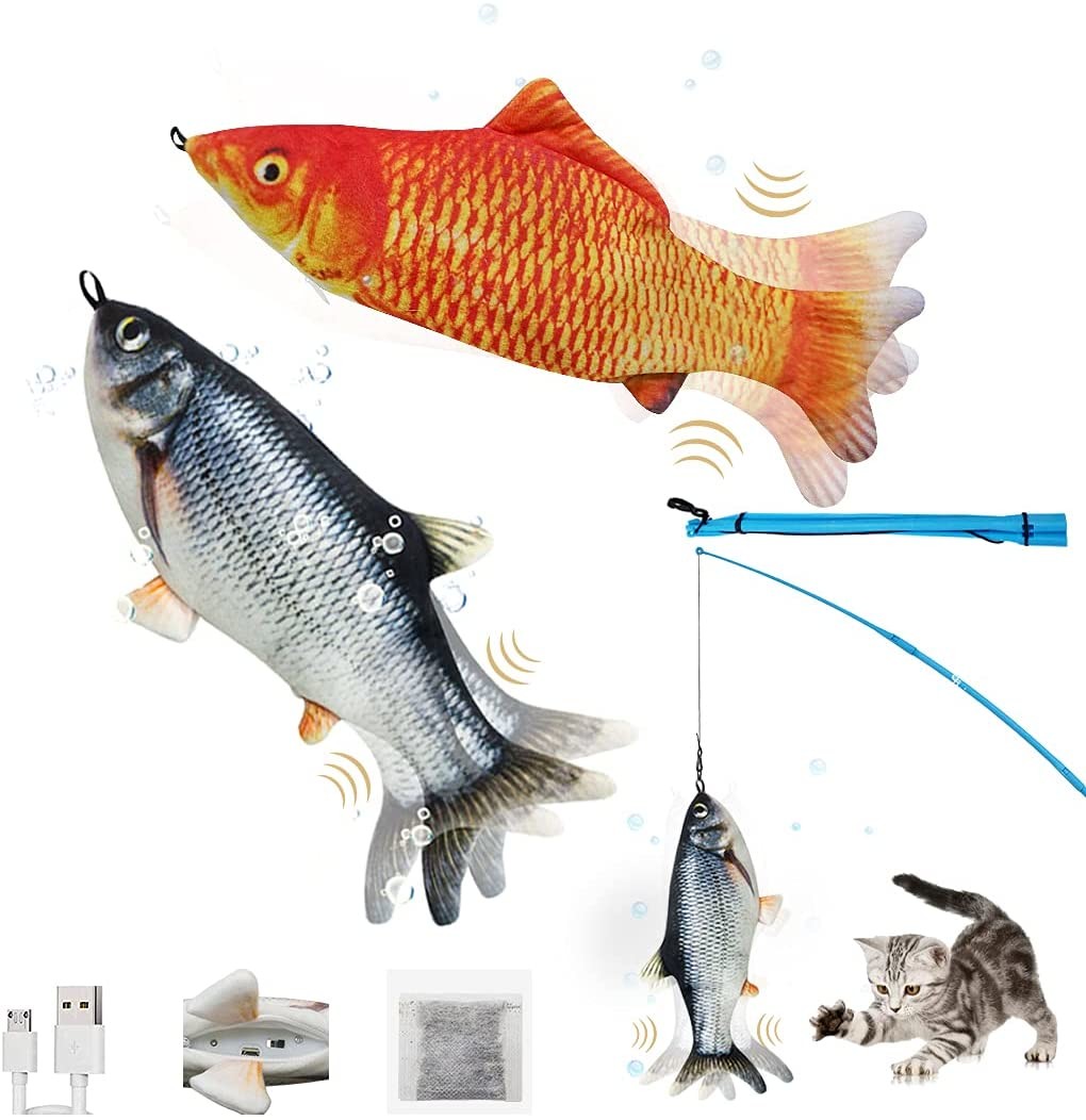 Amazon Fishing Rod Remote Control Electric Fish Teasing Cat Simulation Fish Jumping Fish Jumping Cat Toy Fishing Toy