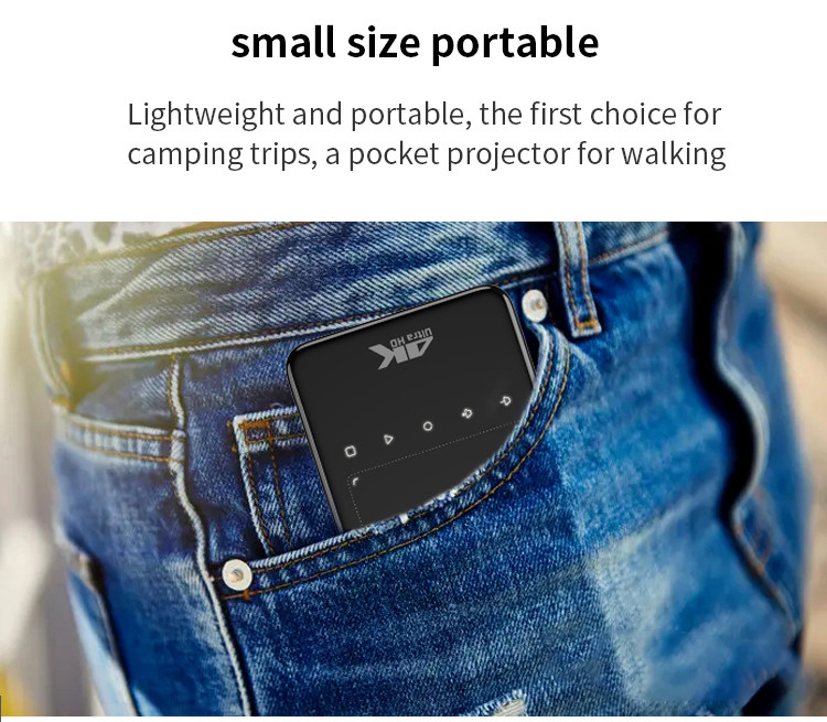 Black 4K Mini Portable Projector Dustproof Waterproof Android Mapping DLP Projector