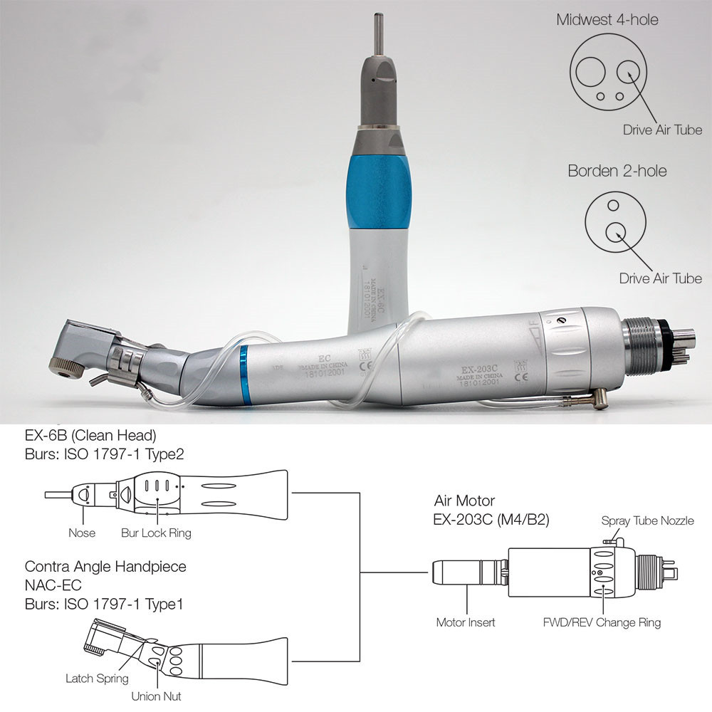 Dental E-Type EX-203C portable Slow Speed dental handpiece set