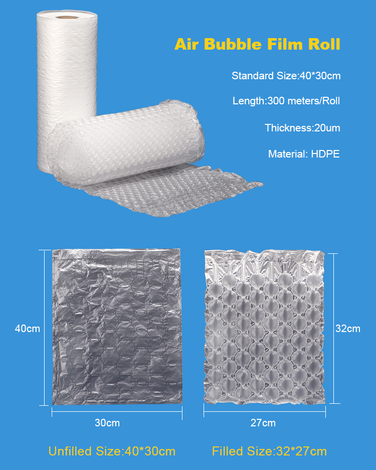 Inflatable Air Cushion Bubble Bag Strong Protection From Destructive Film Wrapping Roll
