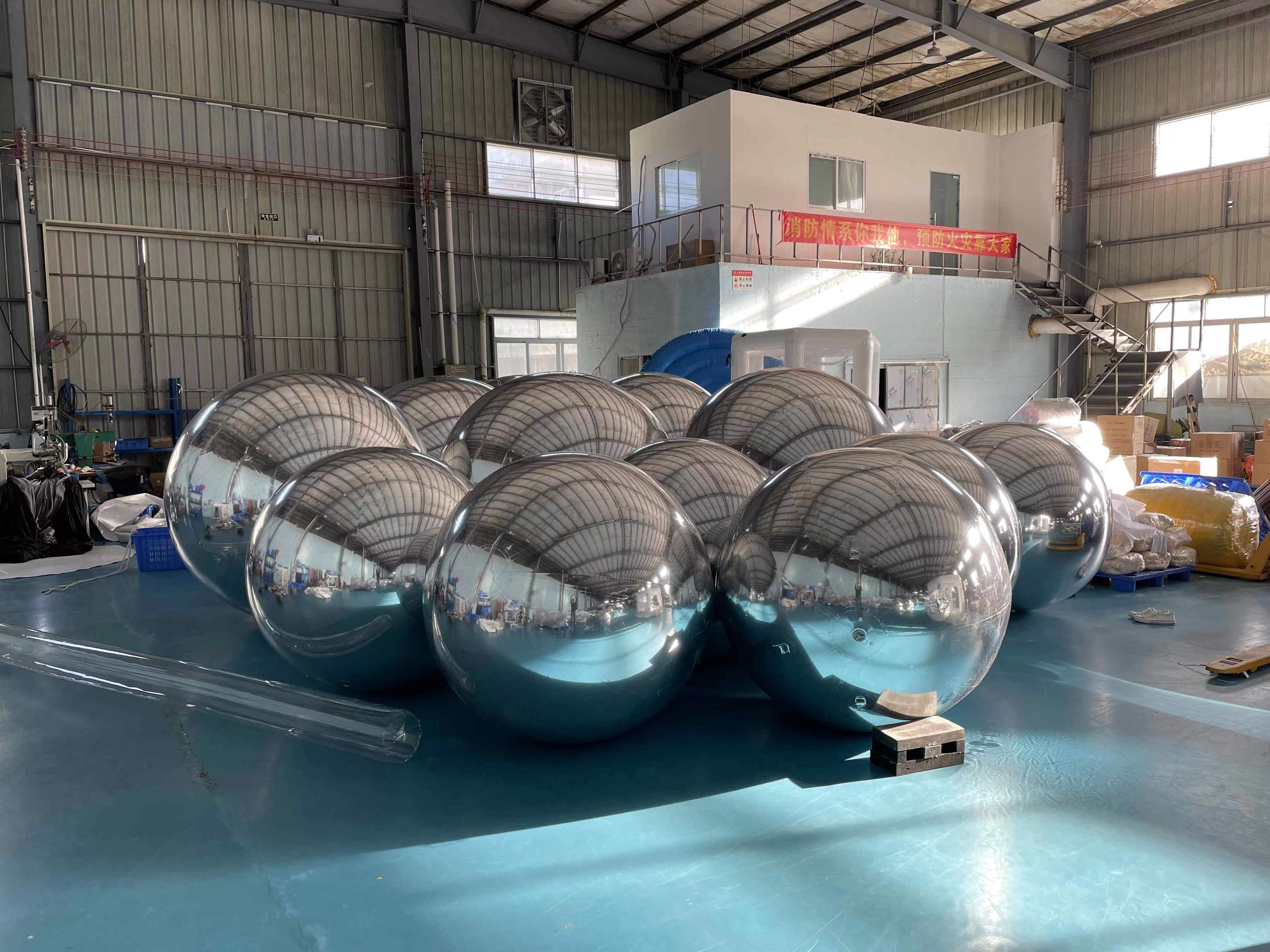 Party Stage Advertising Christmas Decoration Reflective Giant Silver PVC Inflatable Mirror Ball