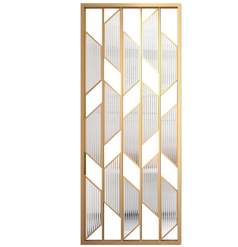 Laser cut stainless steel strong frame art glass room divider