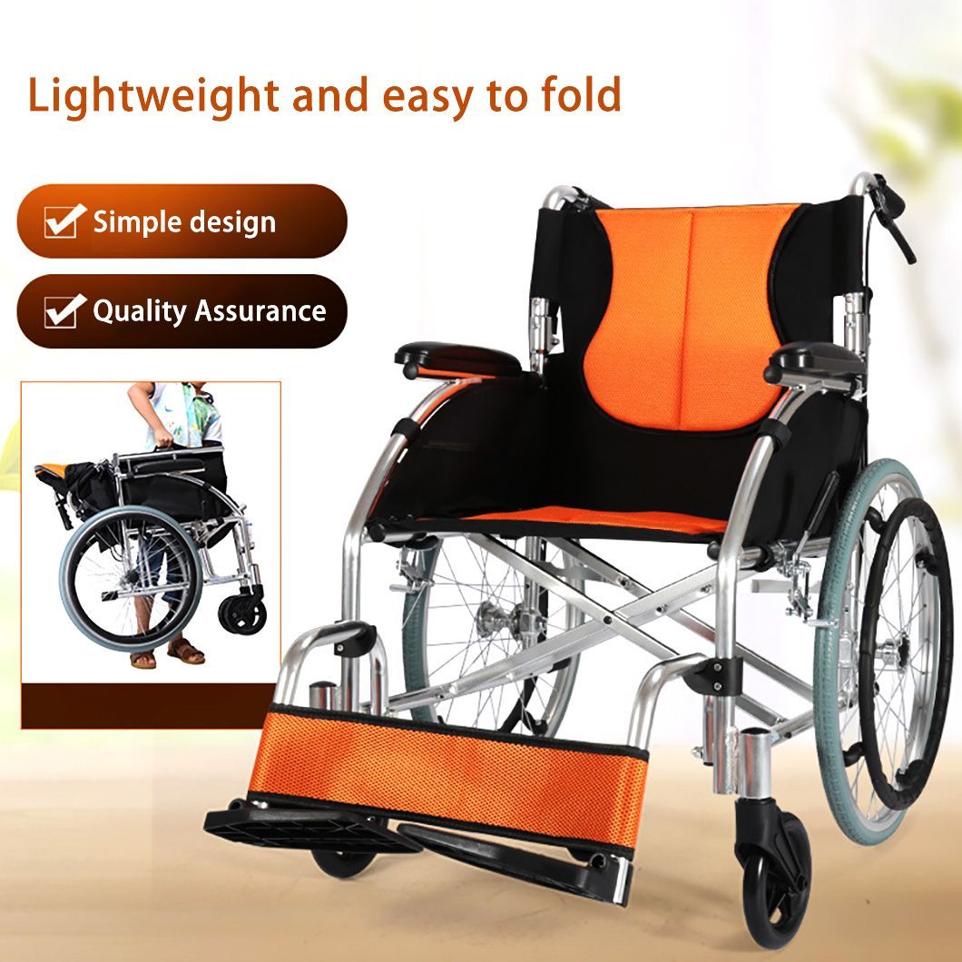 Lightweight Aluminum Wheelchair 24 Inch Steel Folding Manual Wheelchair