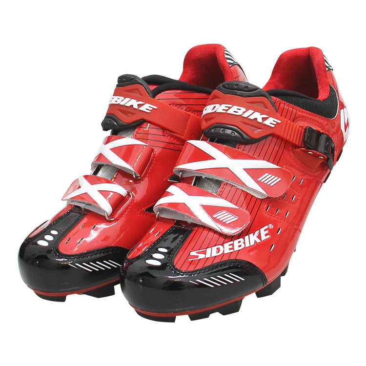 Red Mountain Bike Shoes , Reinforced Toe Cup Design Mtb Bicycle Sneakerrs