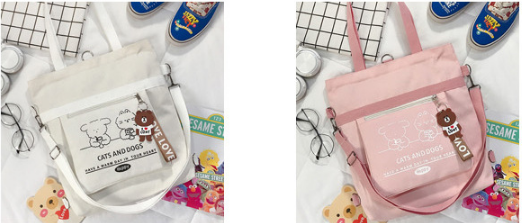 high quality reusable canvas shopping bag ladies tote bags with zipper fashionable cotton handbag school bag for kids