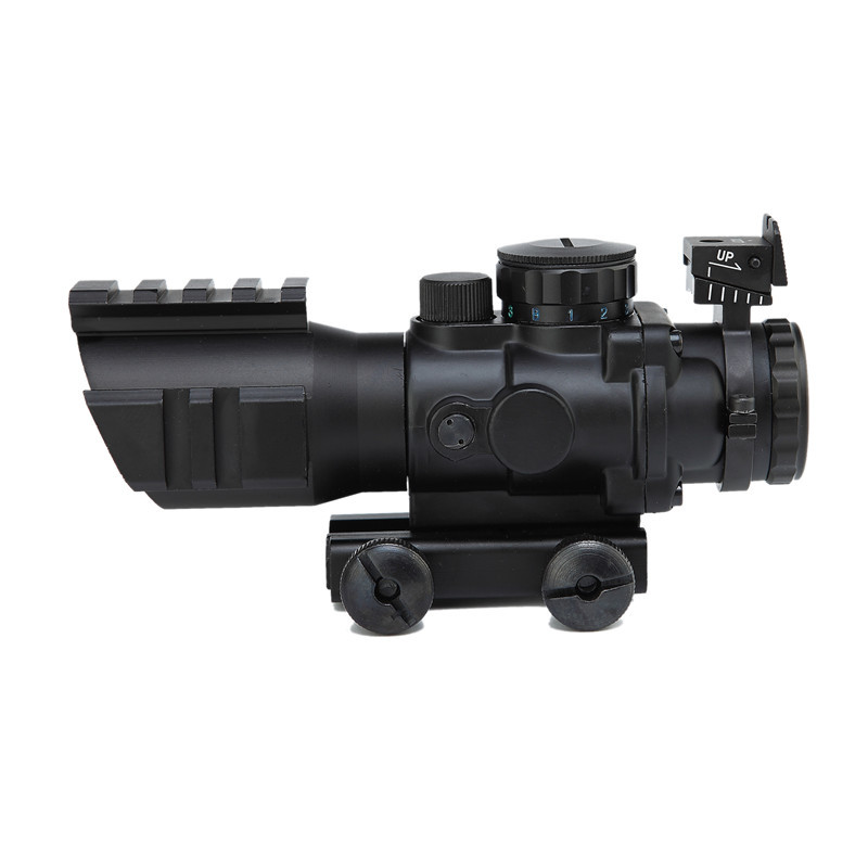 4x32 R/G/B 3 Colors Illuminted Glass Reticle Prism Scope With Decorative Fiber