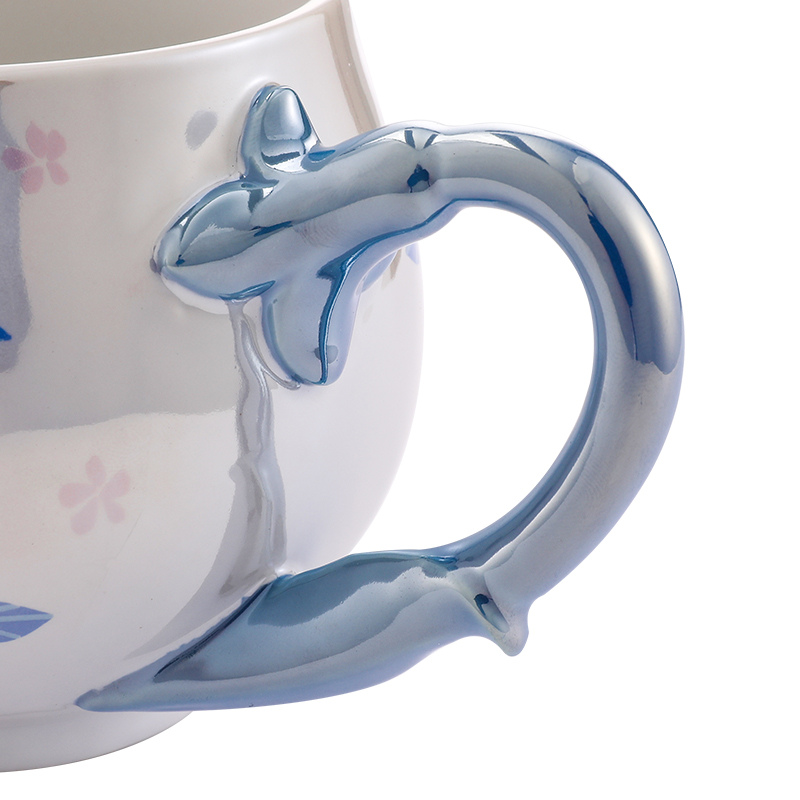 Peach Pearl Shape Large Capacity Ceramic Mug With Lid Girls Textured Mug Birthday Gift Coffee Mug