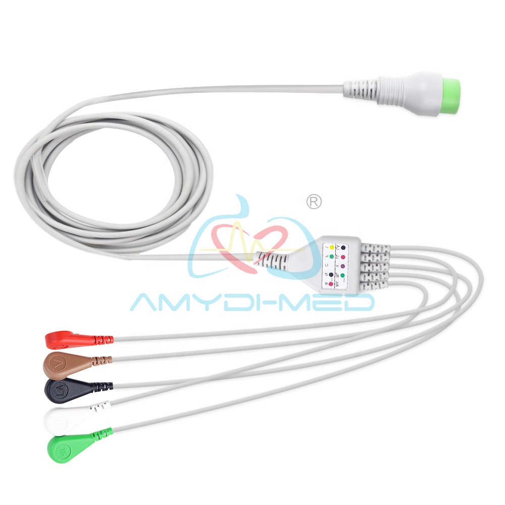 Hwatime Ecg Cables And Leadwires 6 Pin Medical 3.3 meters Ecg Cable 5 Lead