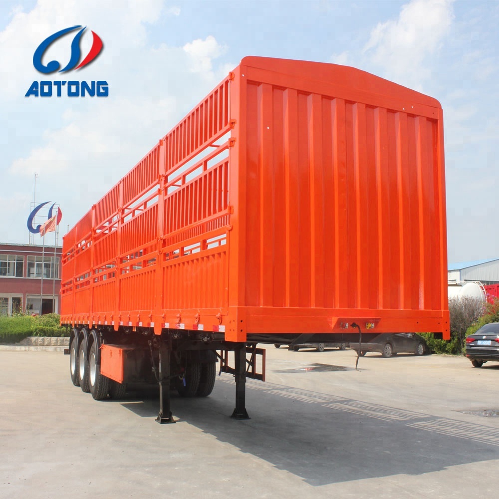 3 Axle Cargo Transport Truck Trailers for Cattle Carrier Steel Farm Fence Semi Trailers