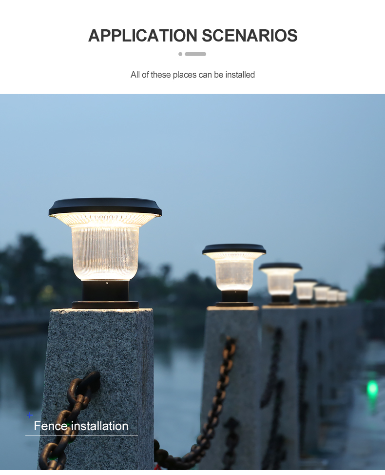 Weatherproof Solar Pillar Lamp Dusk To Dawn Post Light For Garage Backyard Patio
