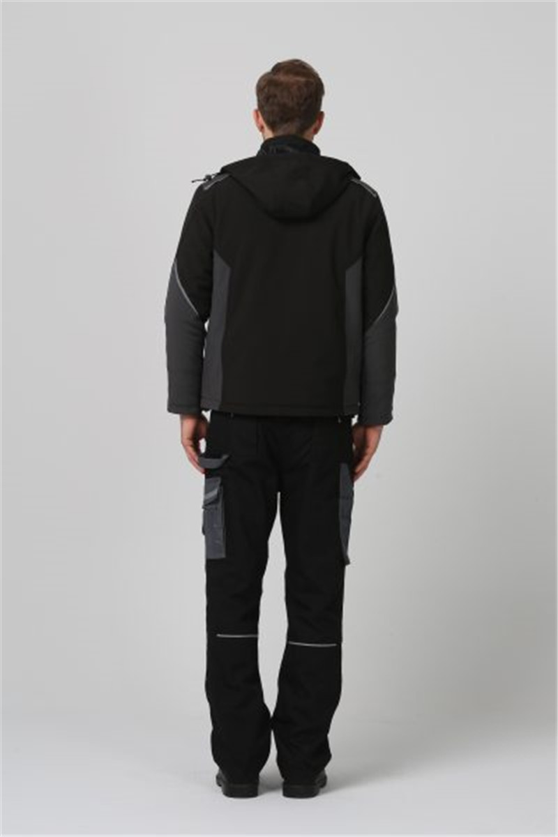 96% Polyester 4% Spandex Black Soft Shell Jacket , 320gsm Mens Winter Work Clothes