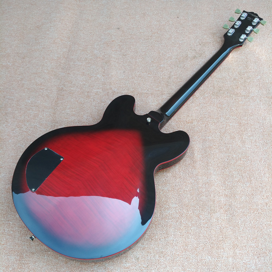 New high quality hollow body jazz 335 electric guitar, Maple top & back Dual tone output electric guitar, free shipping