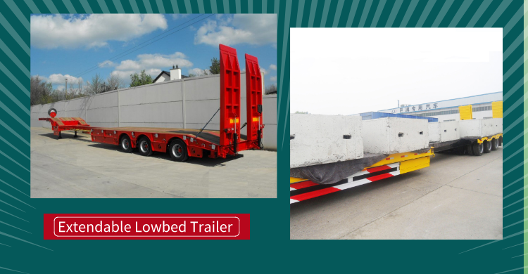 4 Axle Extendable Low Bed Trailer with 90 /50 King Pin and Heavy Duty Landing Gear