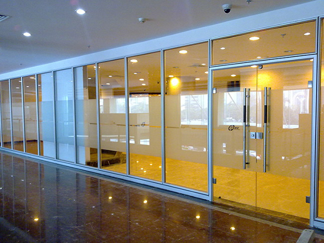 Frosted Glass Office Partition Wall 38-44db Noise Cancelling Wall Dividers