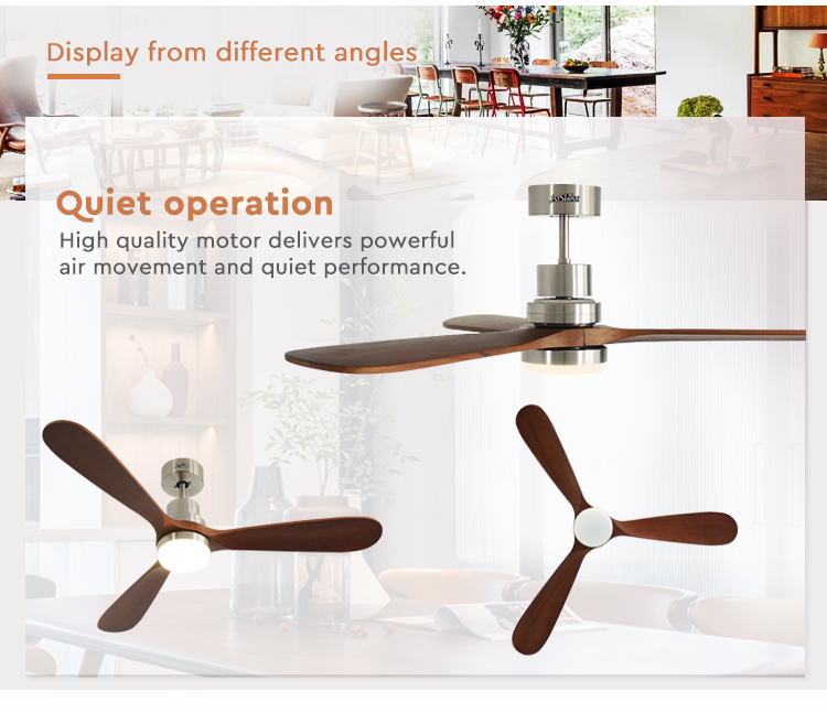 52 Inch 5 Speeds LED Ceiling Fan Lights with 15cm Suspender Length and Dimmer Support