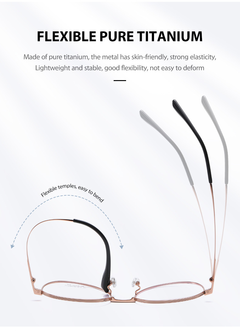 Women Men Titanium Frame Glasses Retro Round Clear Lens Eyeglasses