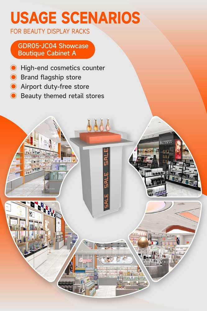 GDR05-JC04 Retail Display Rack with Laminated Board and Orange Acrylic Assembled Box for Luxury Retail