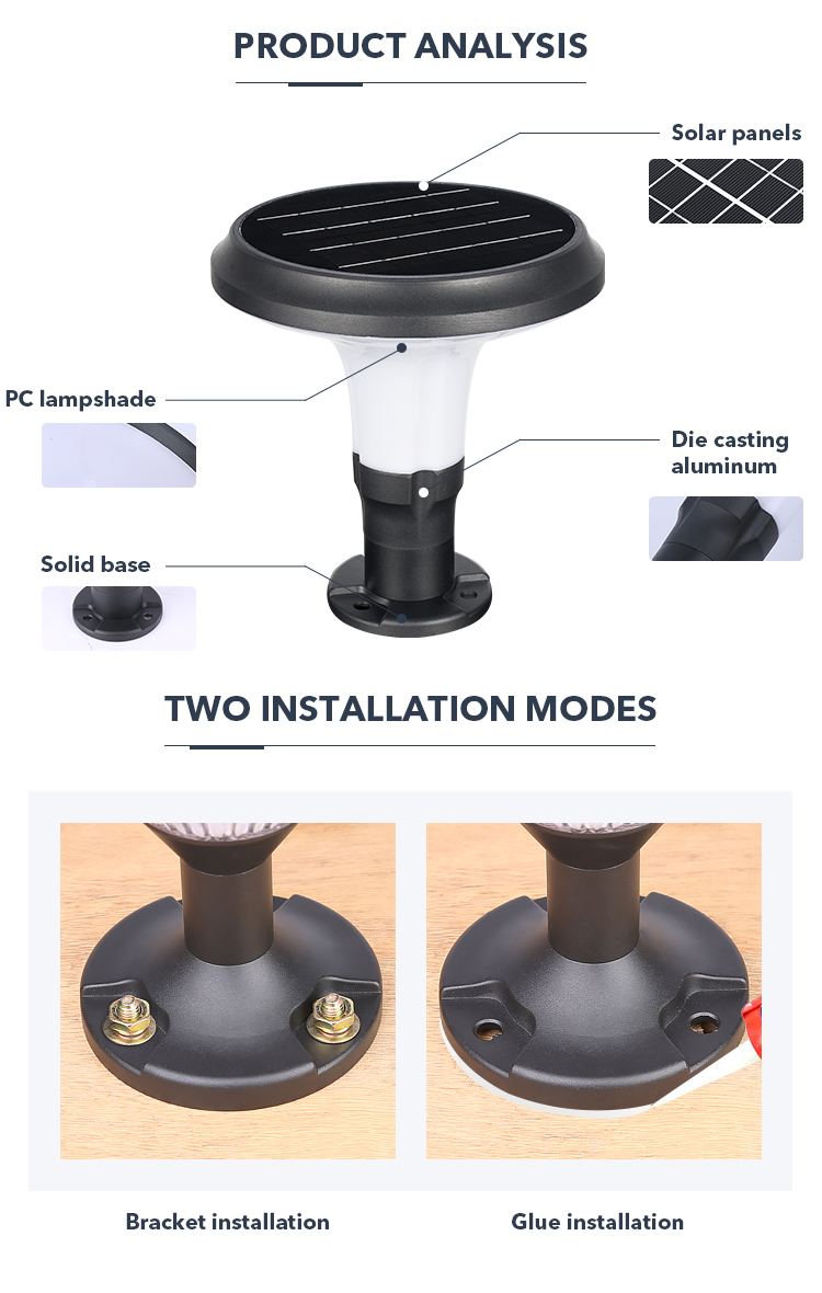 OEM Outdoor Garden Solar Column Pillar Lights 150 Lumens Weatherproof