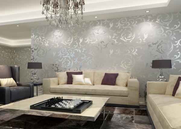 White Non - woven Removable European Style Wallpaper For Living Room