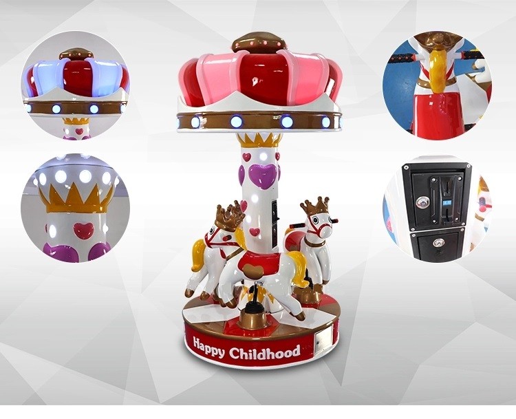 3 Players Carousel Kids Arcade Machine Happy Childhood Mini Carousel Horse