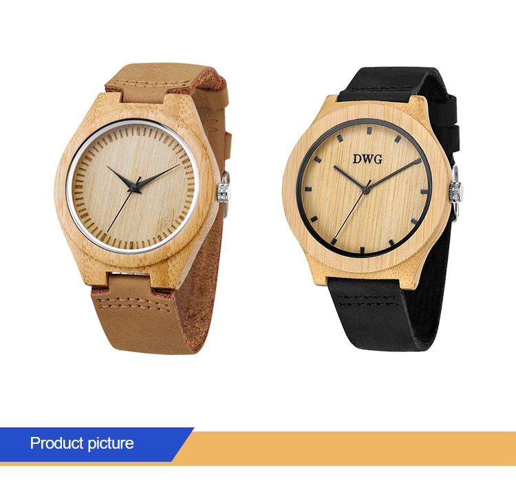 New Style Diy Canvas Wooden Quartz Watch With Genuine Leather Strap