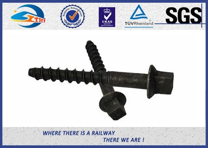Black Oxide Railway Sleeper Screws / Rail Screw Spike AREMA / DIN571