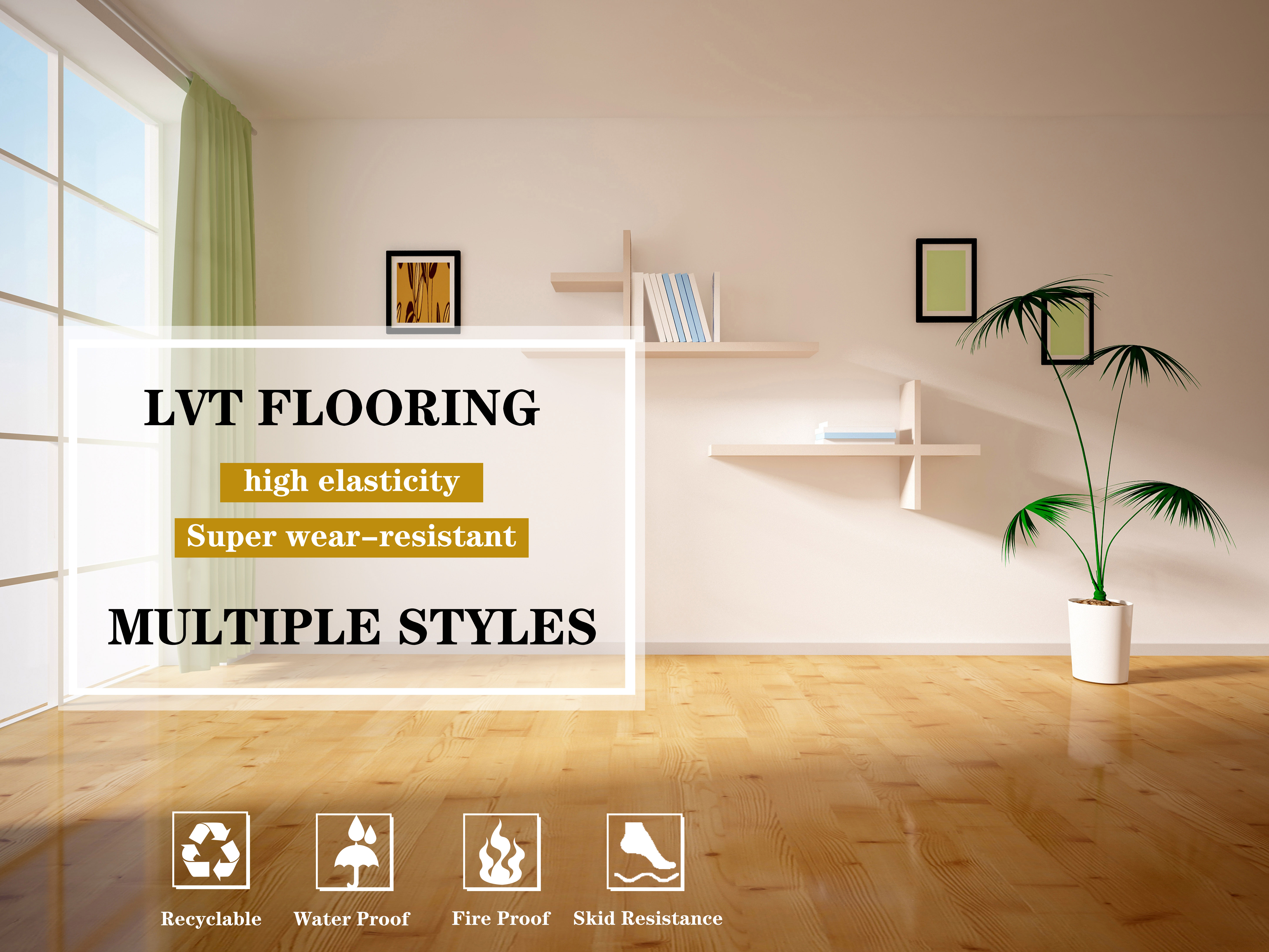Easy to Maintain 7mm 8mm 12mm Luxury Vinyl Tile for Modern Indoor in European Style