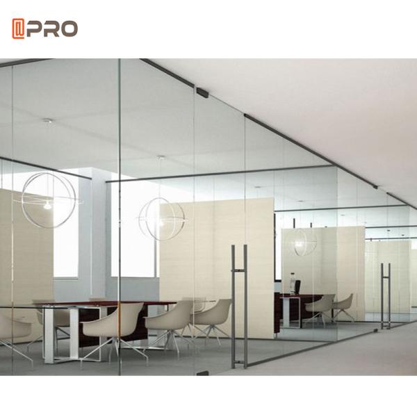 Frameless Clear Glass Partition Wall Vertical Full View Interior Office Glass