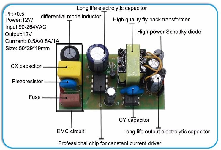1A 1000mA 12W to 15w constant voltage led driver 12v CE Rohs FCC marked