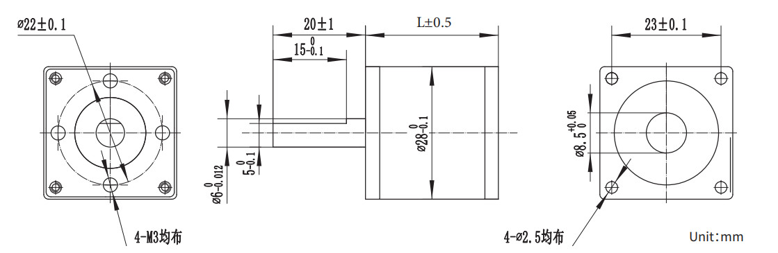 PG28S-PM-HT Powder Metallurgy Helix Teeth Split Planetary Reducer Gearbox 1:6 28mm