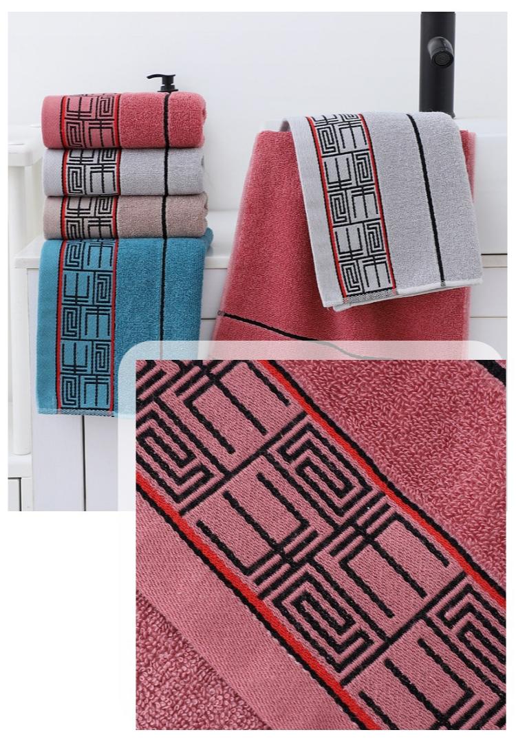 Quick Drying Shower Towel Gift Set with Striped Pattern and 100% Cotton Dark Towels