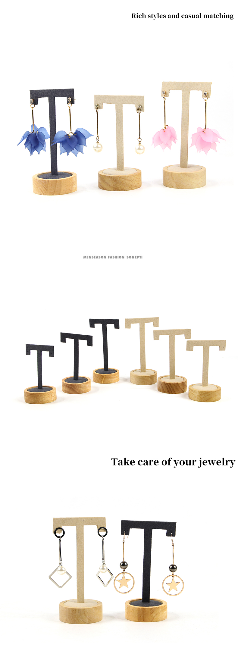 T Shaped Leather Cover Ear Drop Display Stand For Jewelry Luxury Exhibition Show