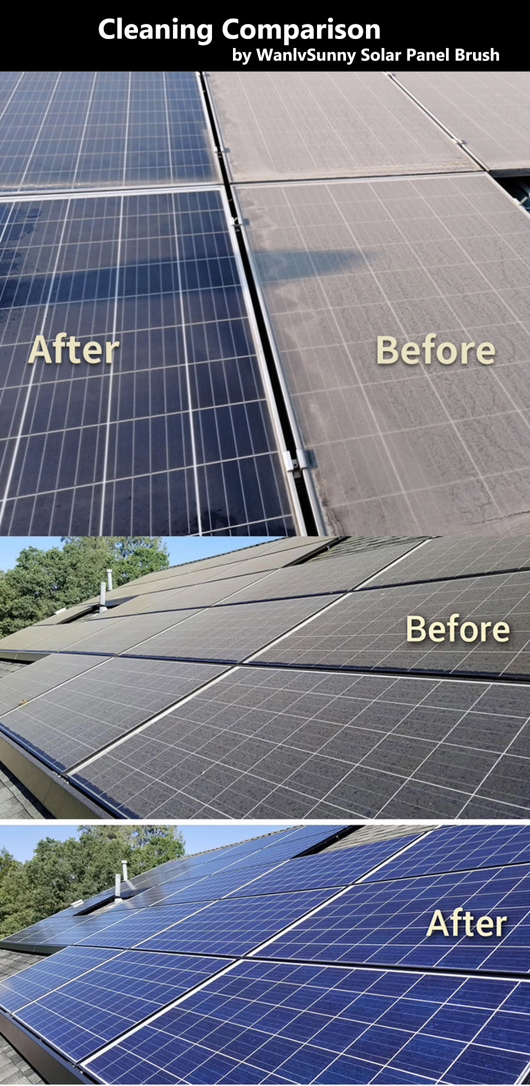 Factory Direct Hassle-Free Single-Head Solar Panel Brush and Pole Set with Patented Technology