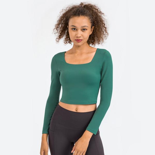 Ladies Yoga Tops High Elastic Long Sleeve Womens Shirts With Bra