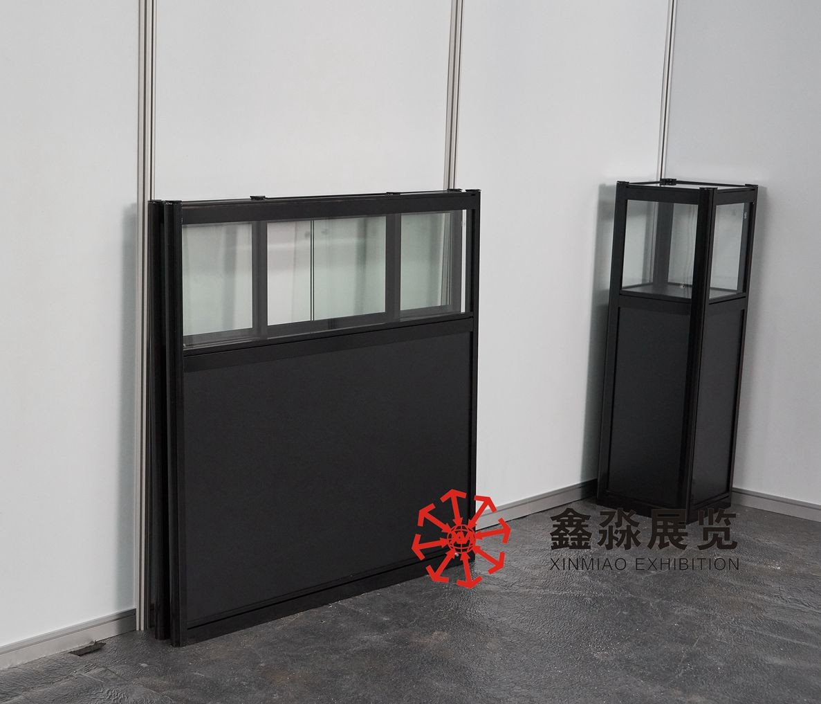 Aluminum Foldable Showcase, rentable foding cabinet for display, exhibition foding glass+aluminum+MDF panel showcase