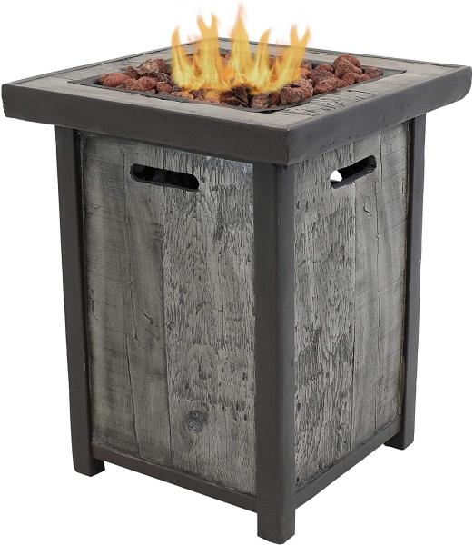 Outdoor Propane 53.8 Pounds Gas Square Fire Pit For Patio Or Garden - 25 Inches