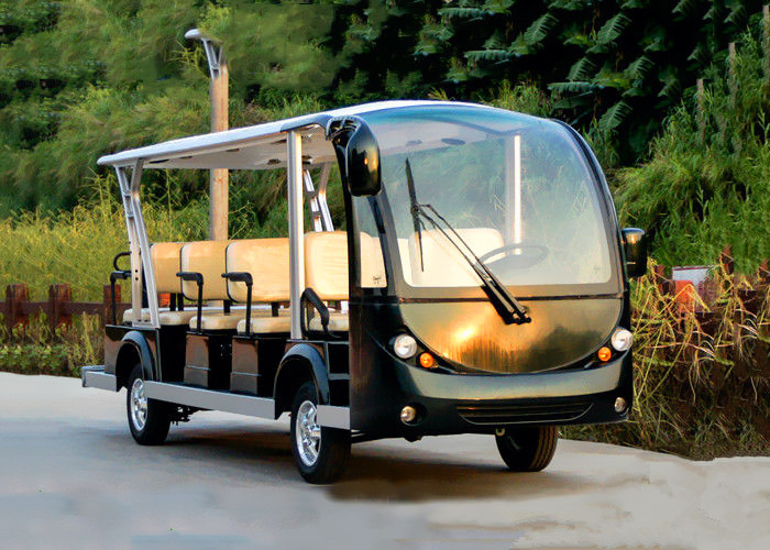 Black 14 Person Electric Sightseeing Bus 7.5KM Motor 72V Electric Sightseeing Car