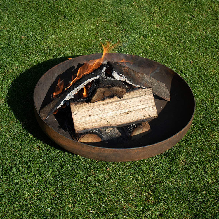 Outdoor Corten Steel Fire Pit Round Rustic Look Outdoor Personal Large Garden Or Courtyard Furniture  Firpit