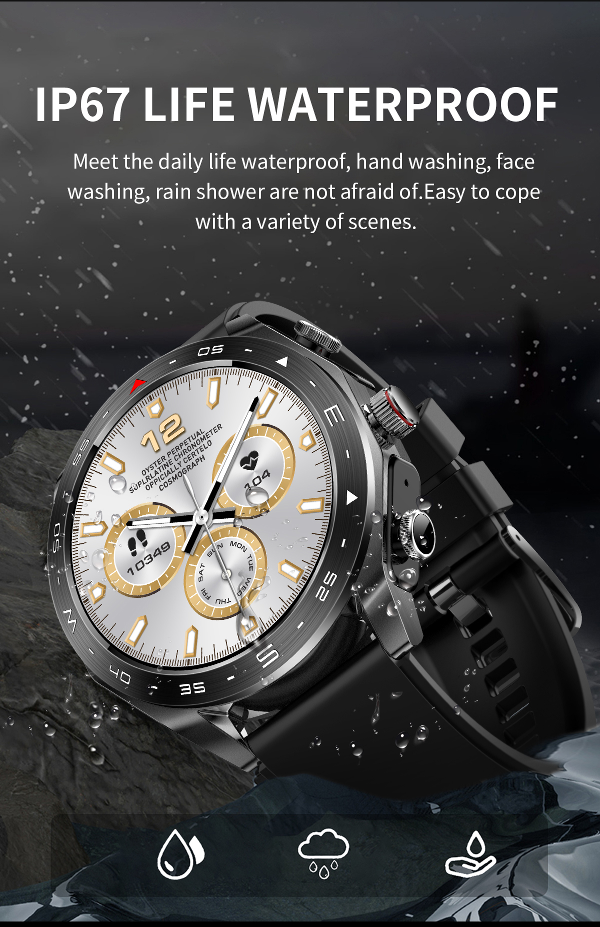 IPS Screen IP67 Waterproof Wireless Earphone Smart Watch Music Bracelet 1.52 Quot