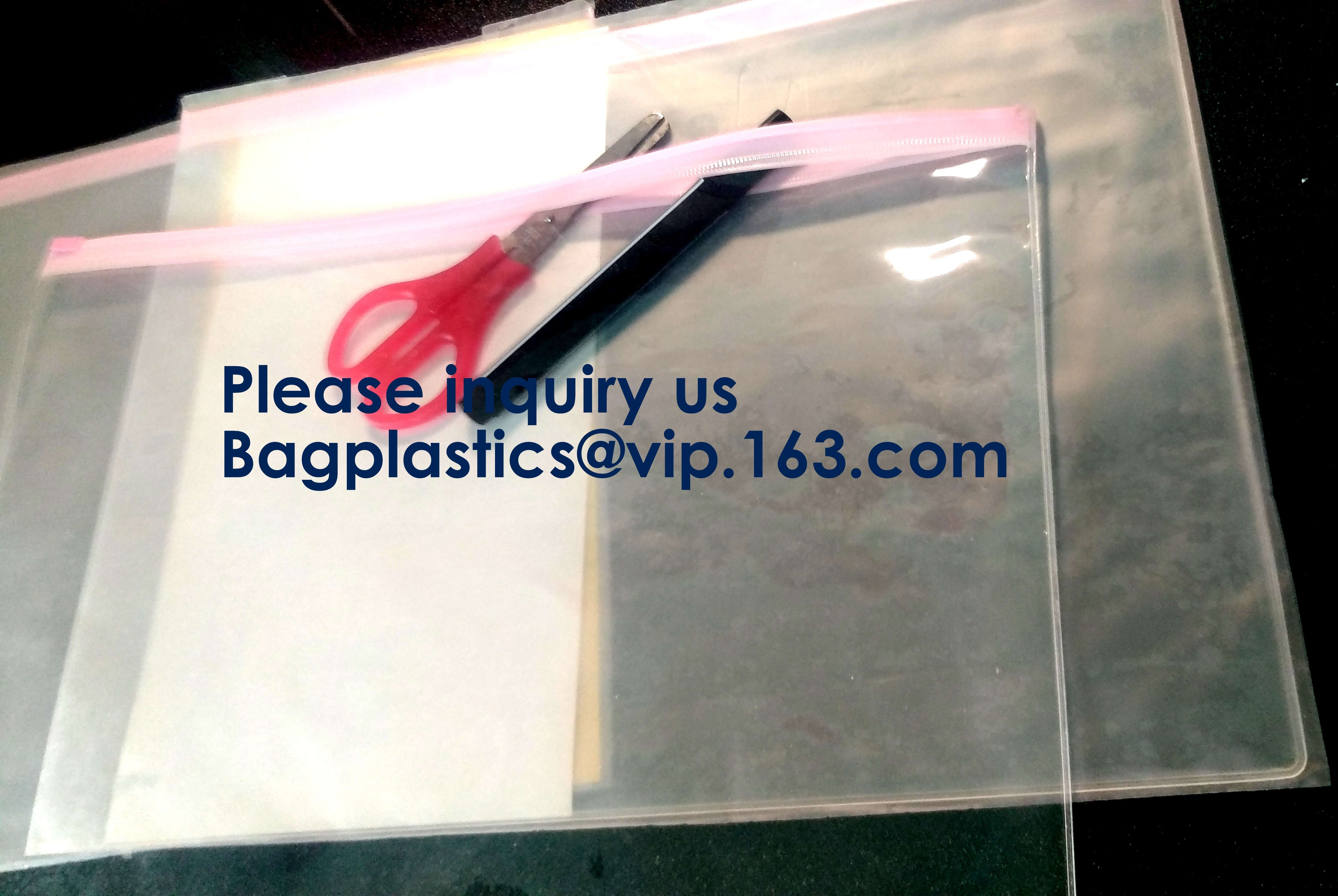 Metal Slider Office File Folder Mesh Clear PVC Zip Lock Document Bag,Folder File Wallet Zipped Lock Document Bag pack