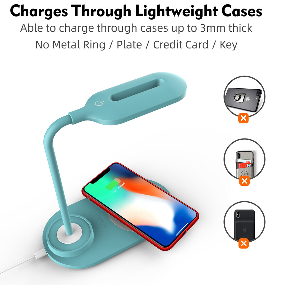 15W Fast Wireless Charger Qi Charging Station LED Adjustable Table Lamp For Samsung S20